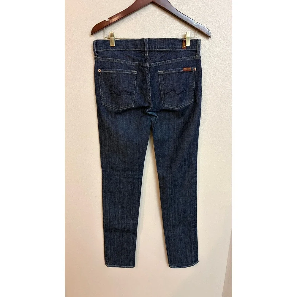 7 For All Mankind‎ Roxanne Jeans Size 25 Dark Wash Skinny Slim Mid Rise Denim